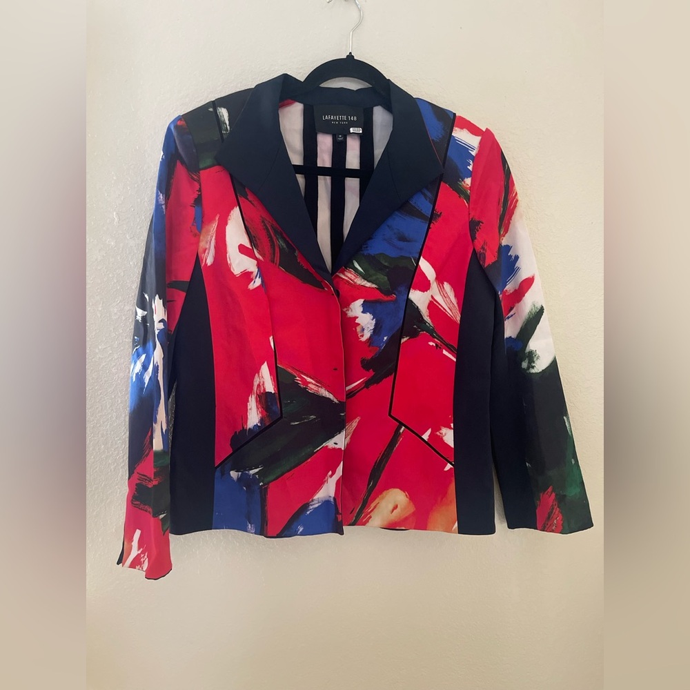 Lafayette 148 New York Floral Blazer Jacket Size 10